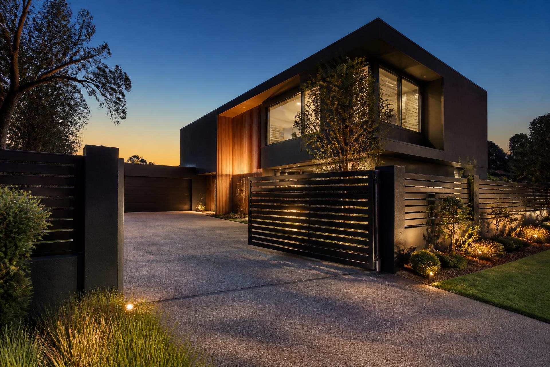 Luxury Melbourne home with premium fencing, automatic gate and landscaped garden
